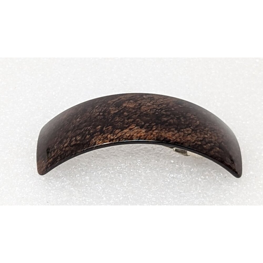 Vintage Brown Curved Hair Barrette Clip 3 3/4" x 1 3/8"